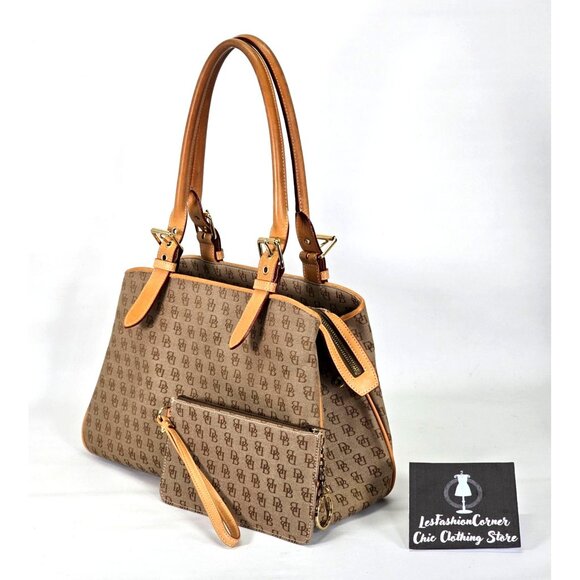 Dooney and Bourke Mocha Signature Monogram Logo Purse Satchel Medium 1701 - Picture 6 of 16